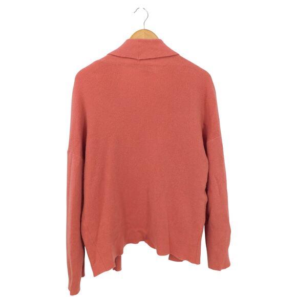 360 Cashmere Pink Salmon Open Front Draped 100% Cashmere Cardigan Sweater Size S - Picture 3 of 6